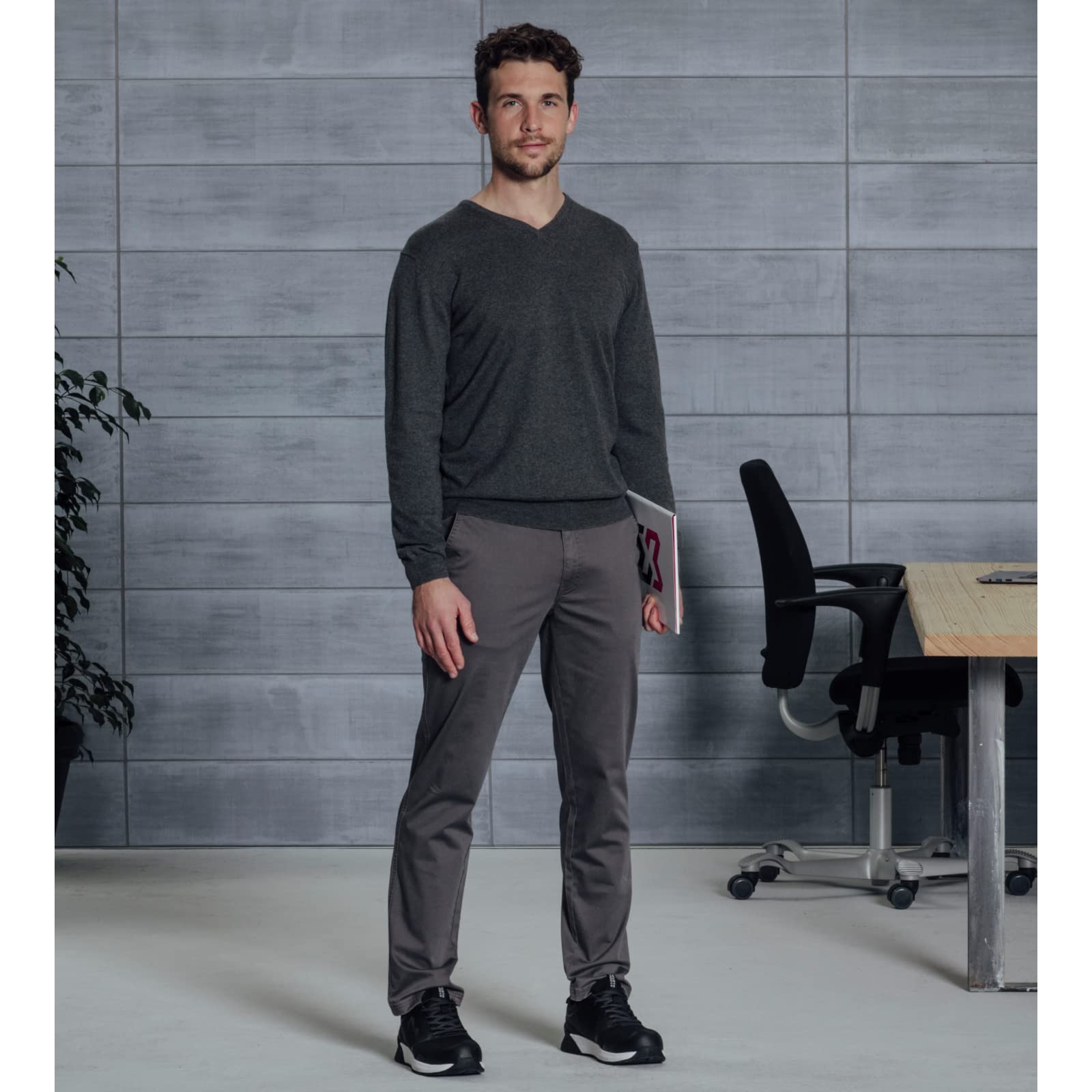 Würth MODYF Les Essentiels Pull Col V Gris Coton Laine