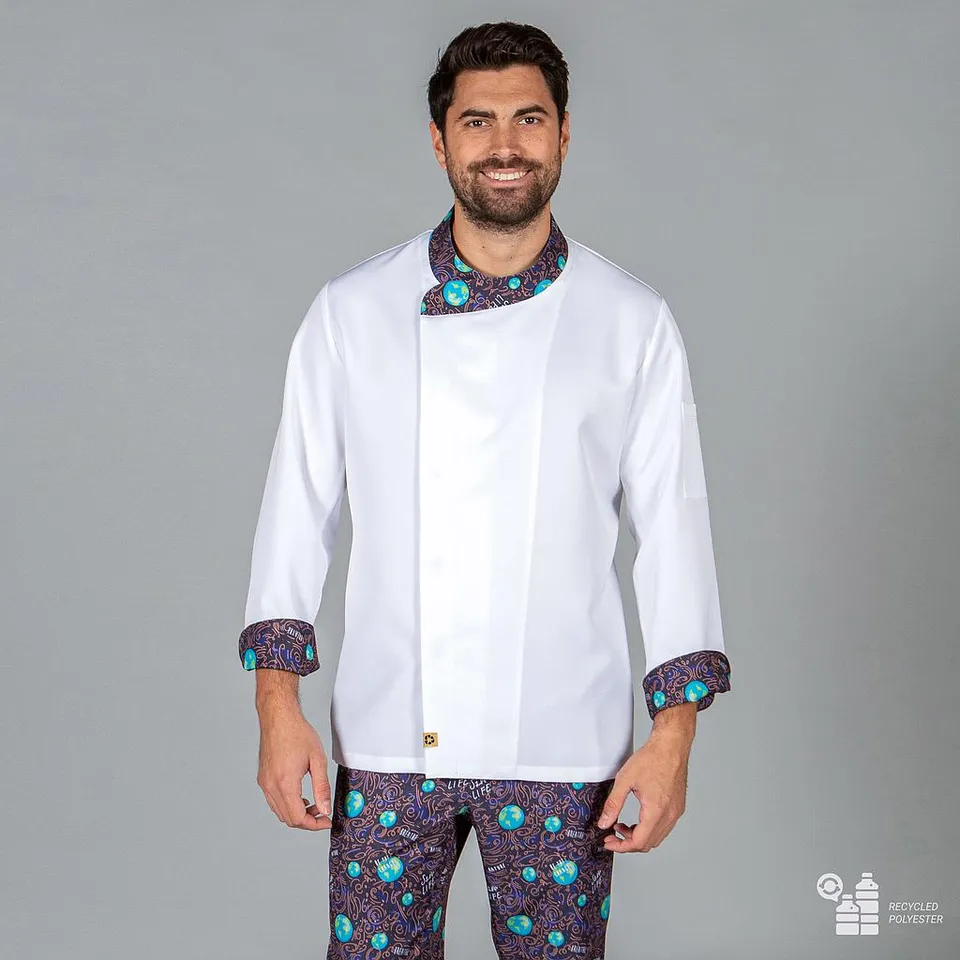 GARY'S Planet veste de cuisine microfibre recyclée blanche