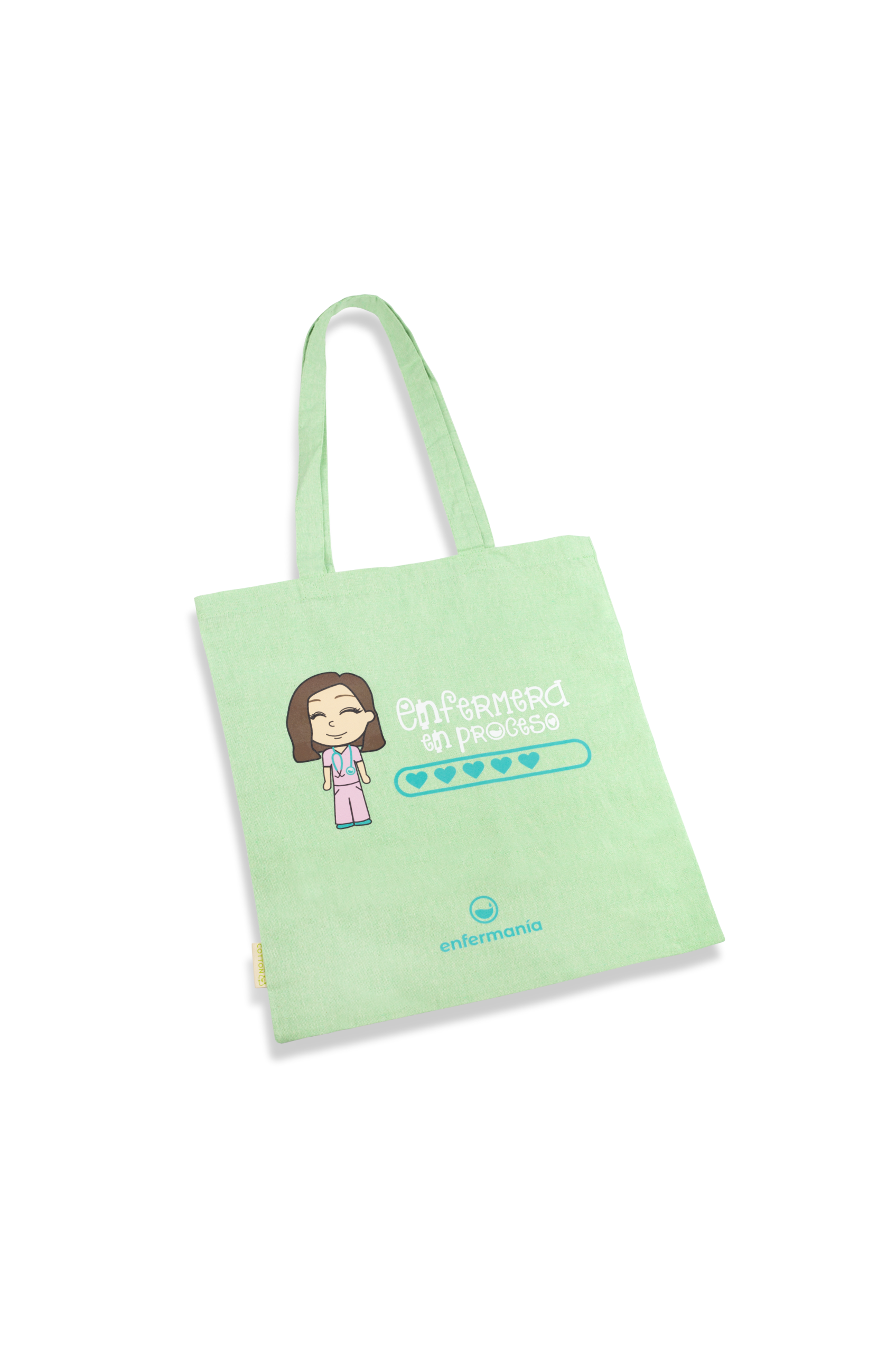 Enfermania Bolsas sac tote infirmière menthe coton recyclé 37x40 cm