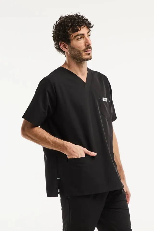 Aelin Slimfit New blouse médicale homme noire stretch