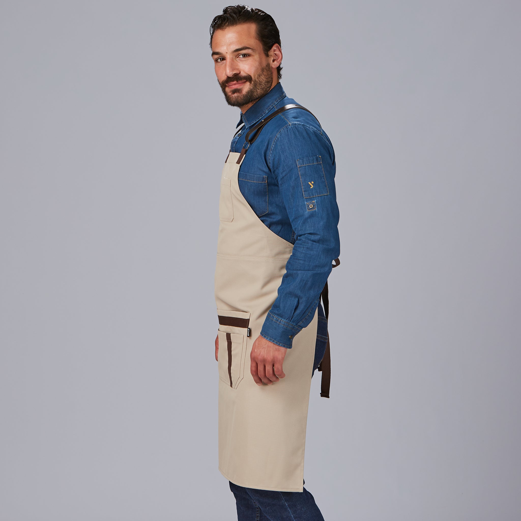 GARY'S Tablier Bavette Noir 88x74 cm Cuir
