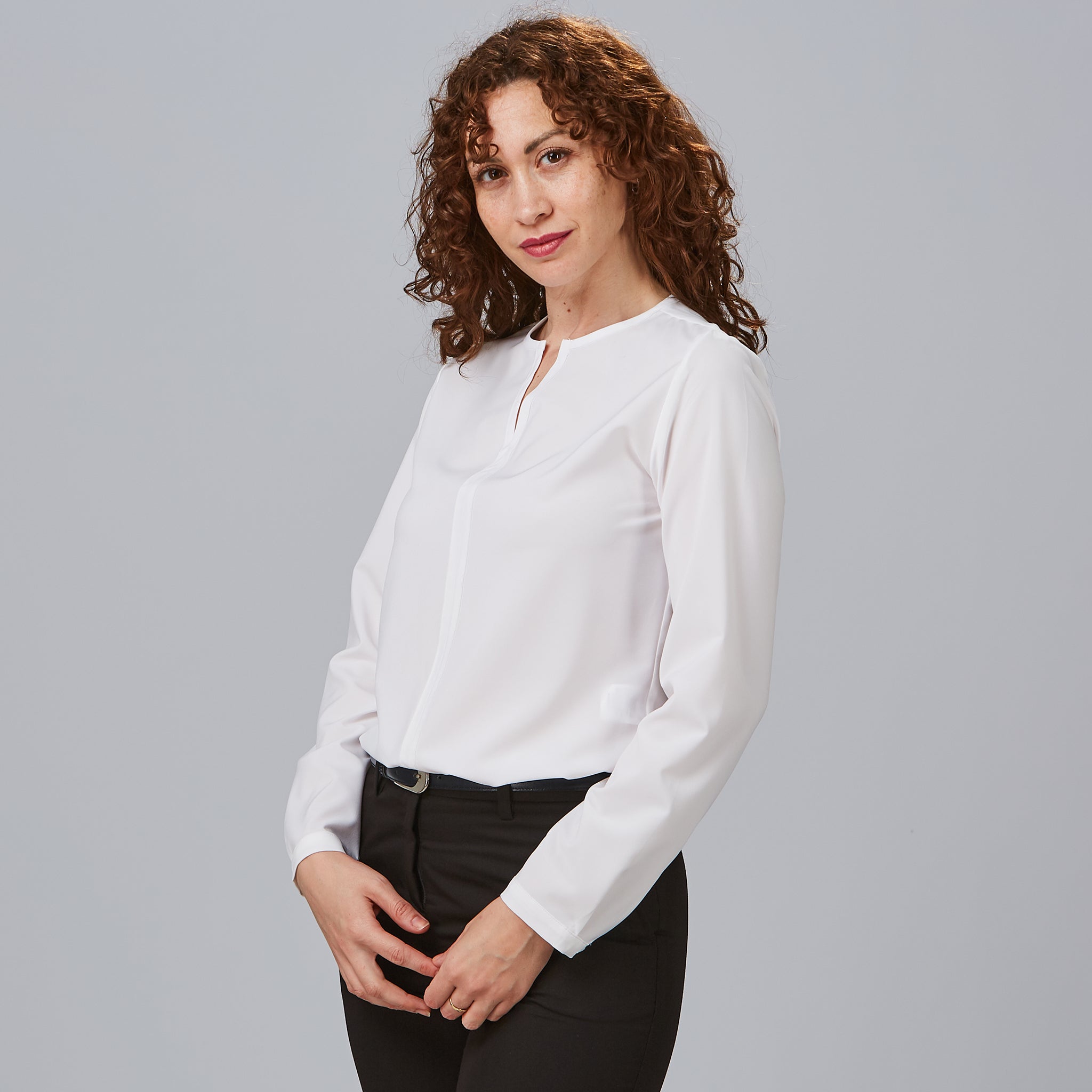 Gary's Elastic blouse travail femme blanche manches longues