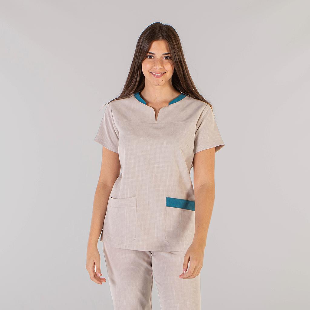 GARY'S Mirta blouse médicale femme beige col V