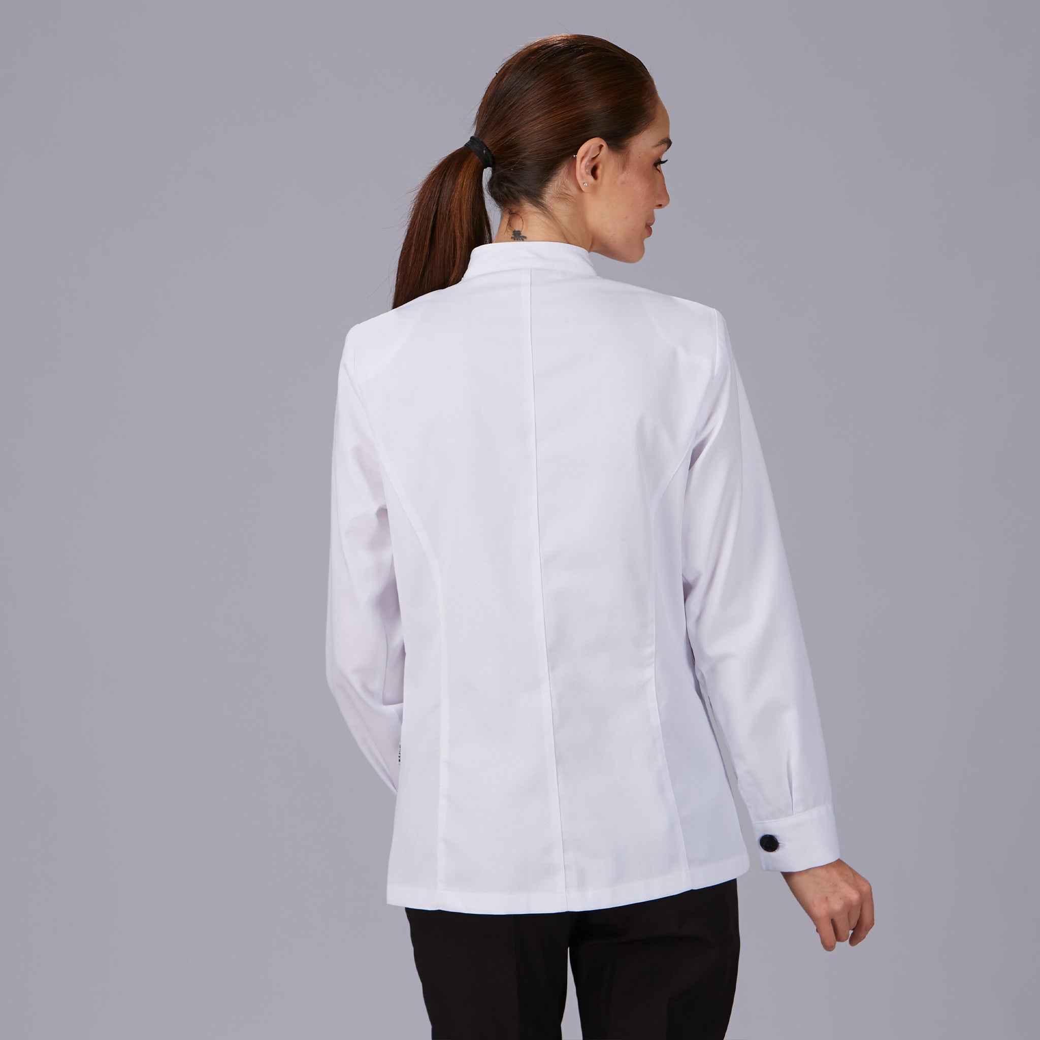 Gary's Blouses col mao chemisier serveuse blanc manches longues