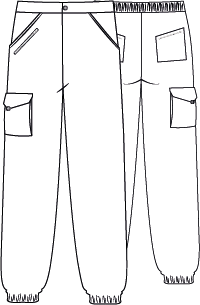 GARY'S pantalon de travail satin coton noir taille élastique
