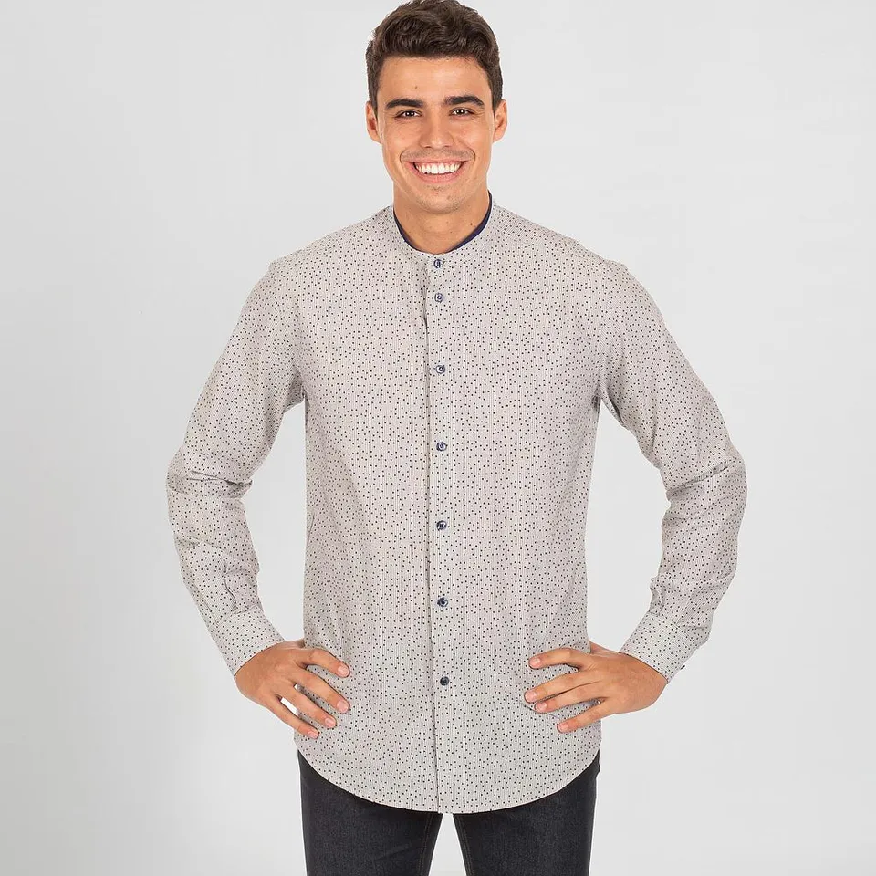 Gary's Aldo Chemise homme slim col mao rayures
