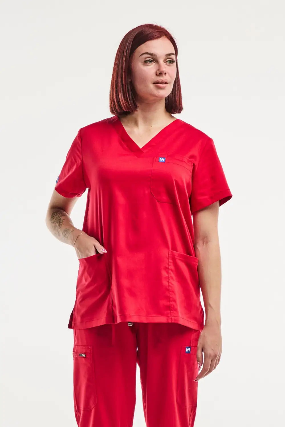 Aelin EMMA Jogger Tenue Médicale Femme Rouge Ensemble