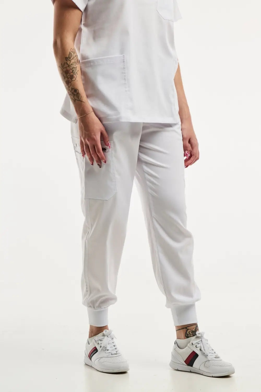 Aelin EMMA jogger pantalon médical femme blanc stretch