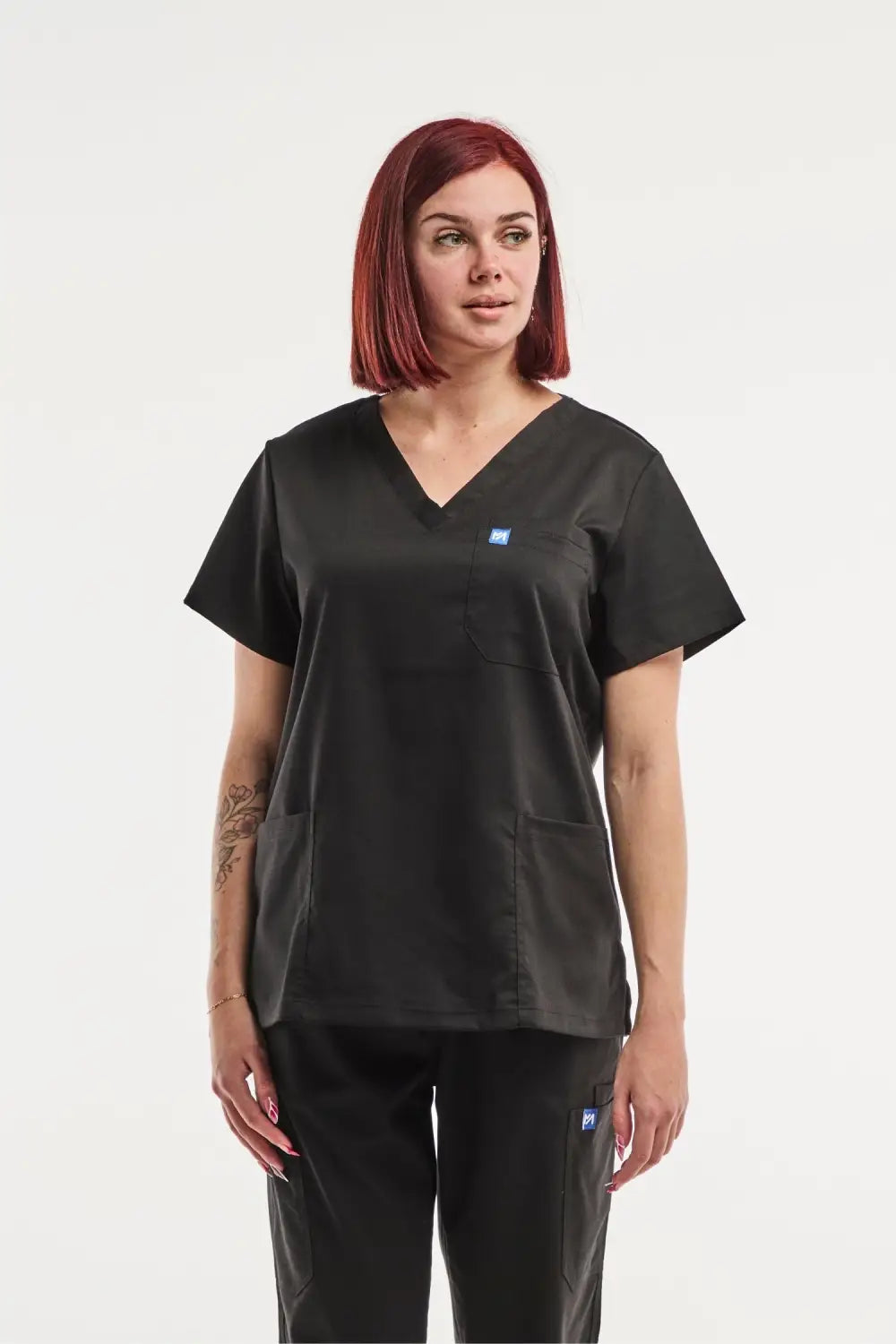 Aelin EMMA Tunique médicale Femme Noir - Blouse col V stretch
