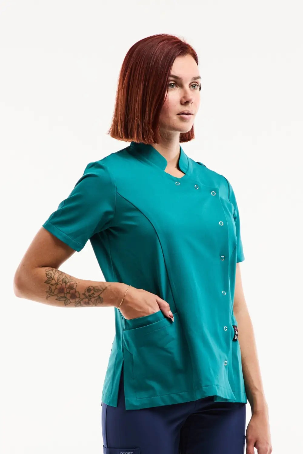 Aelin Aurelia Blouse Médicale Femme Bleu Turquoise Stretch