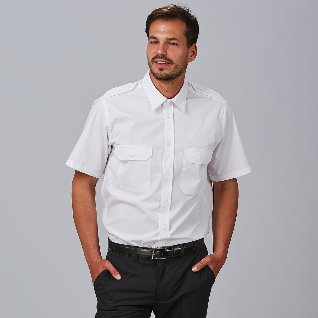 GARY'S chemise travail unisexe blanche épaulettes