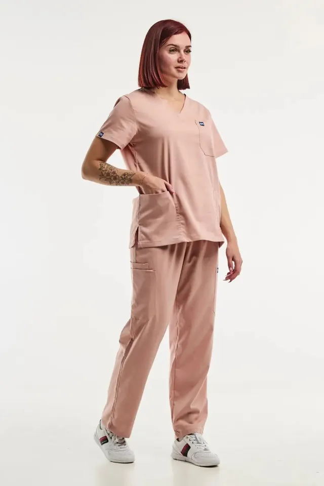 Aelin EMMA tenue médicale Femme Rose clair stretch poches