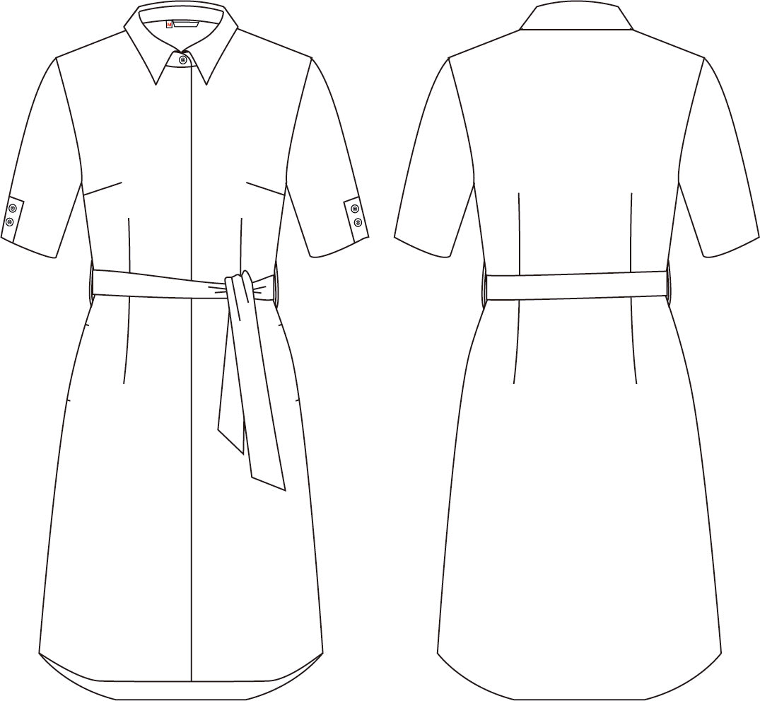 Gary's Robe Chemise Travail Femme Beige Ceinture Poches