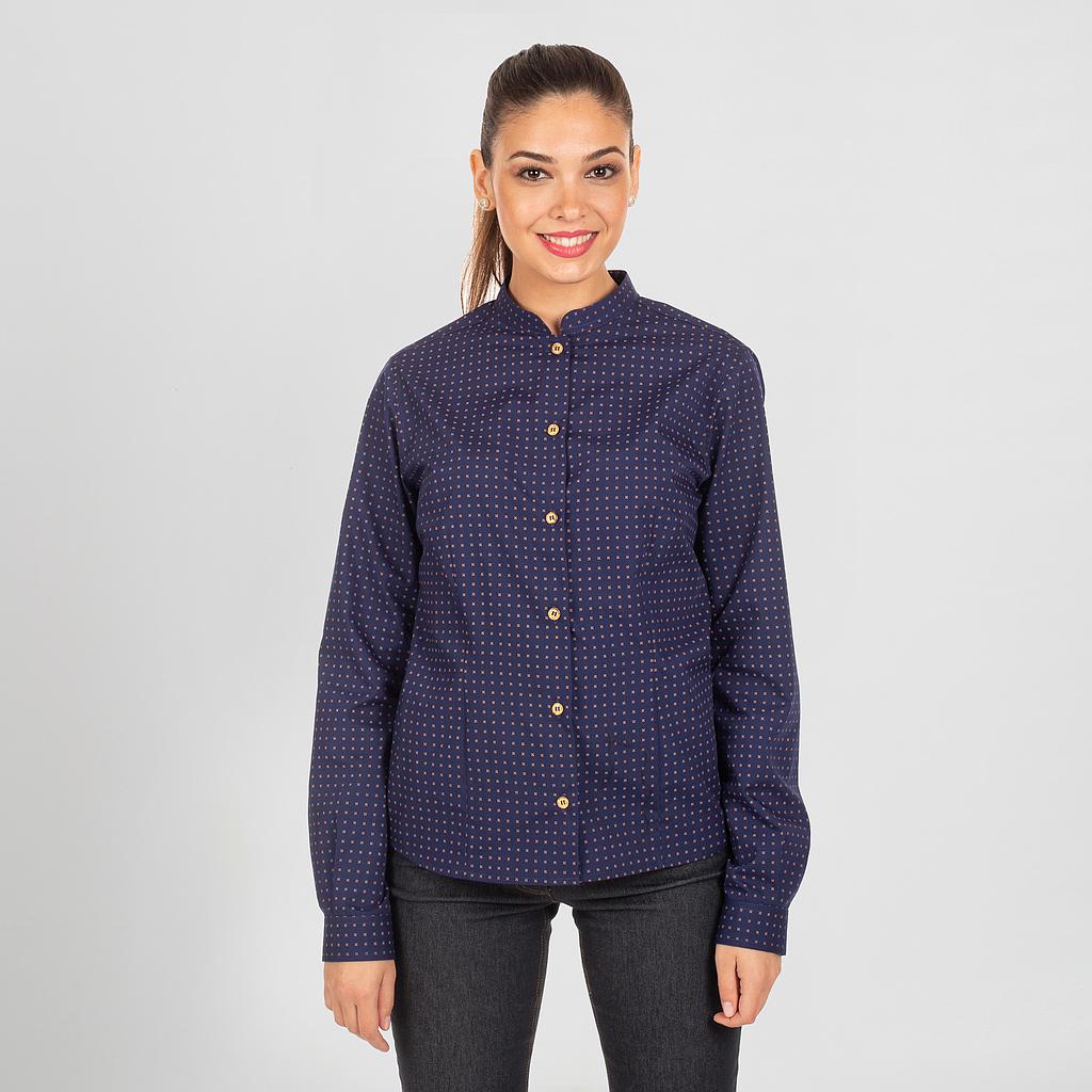 GARY'S Fiorella Chemise Travail Femme Marine Mouette - Col Mao