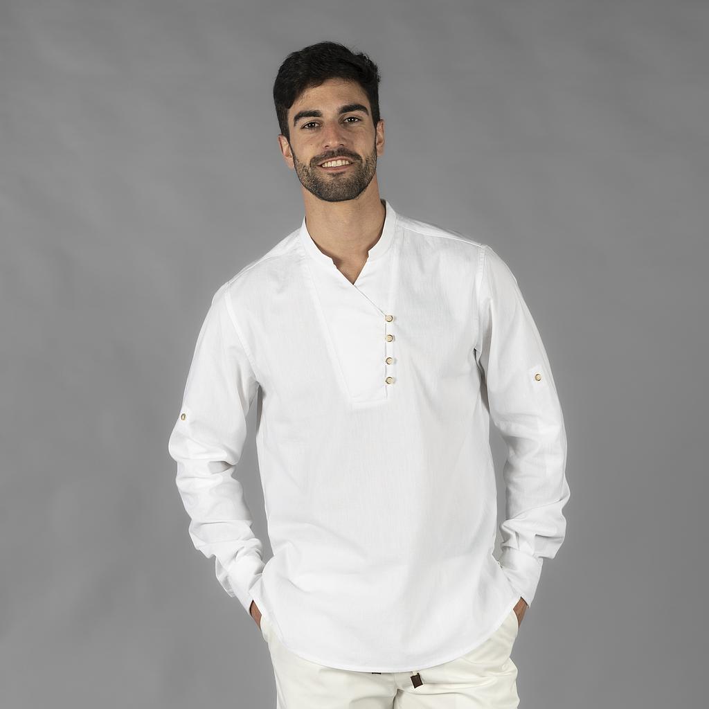 Gary's Shirts chemise homme Nias chambray beige col mao