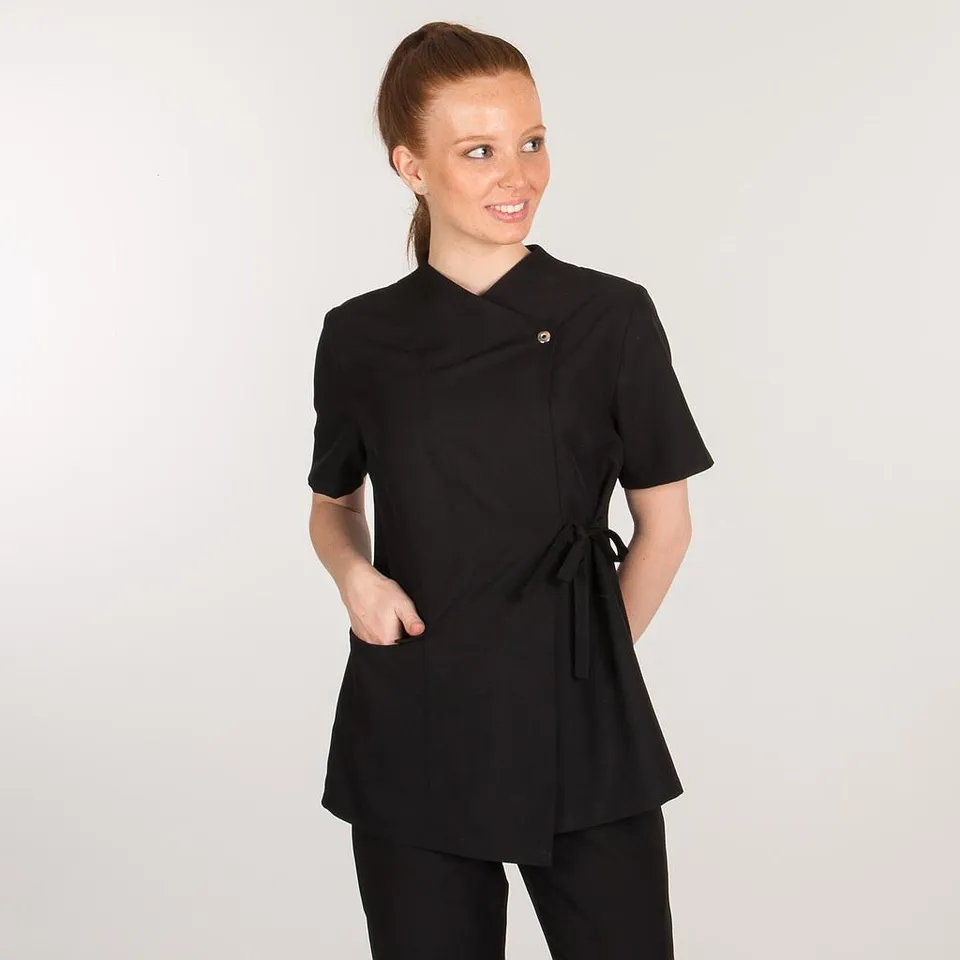 GARY'S Bali blouse femme microfibre noire manches courtes spa