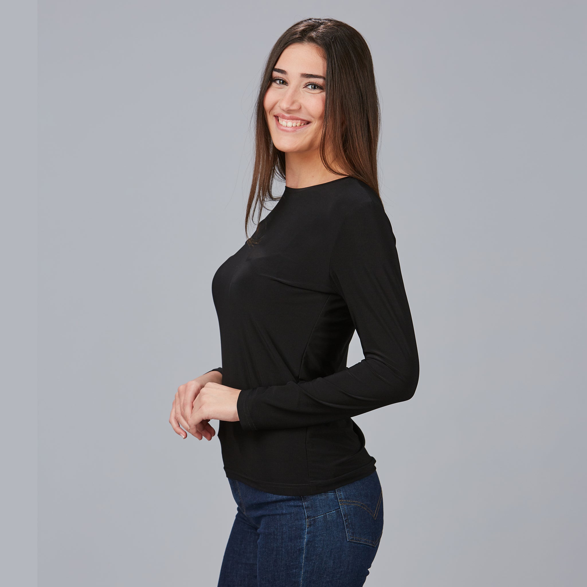 GARY'S Melia t-shirt femme manches longues noir col rond