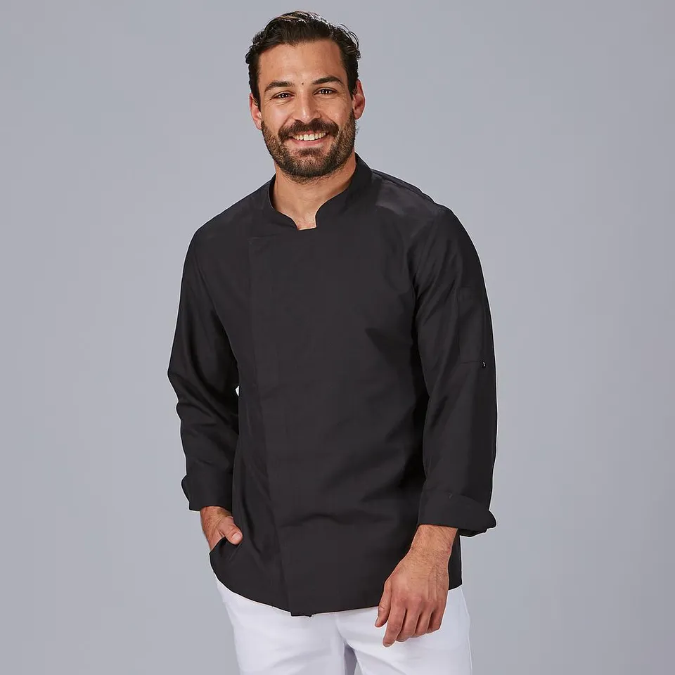 Gary's Mejia veste cuisinier noire unisexe col Mao taille L