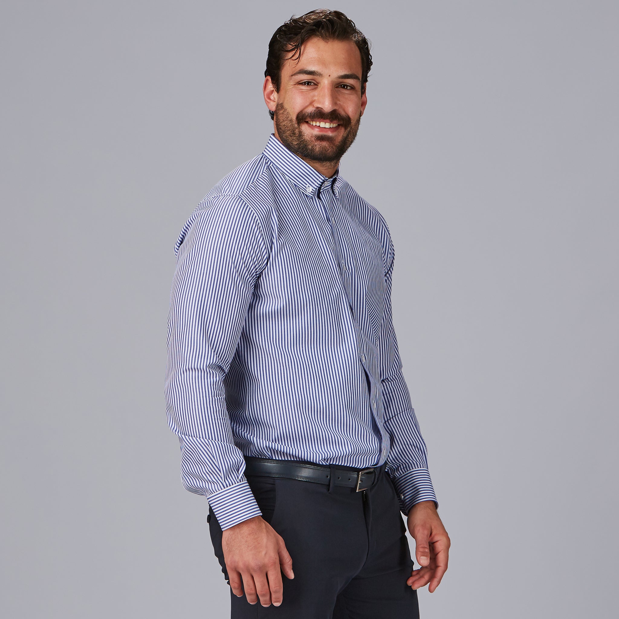 GARY'S Lorenzo chemise homme slim rayée bleu céleste