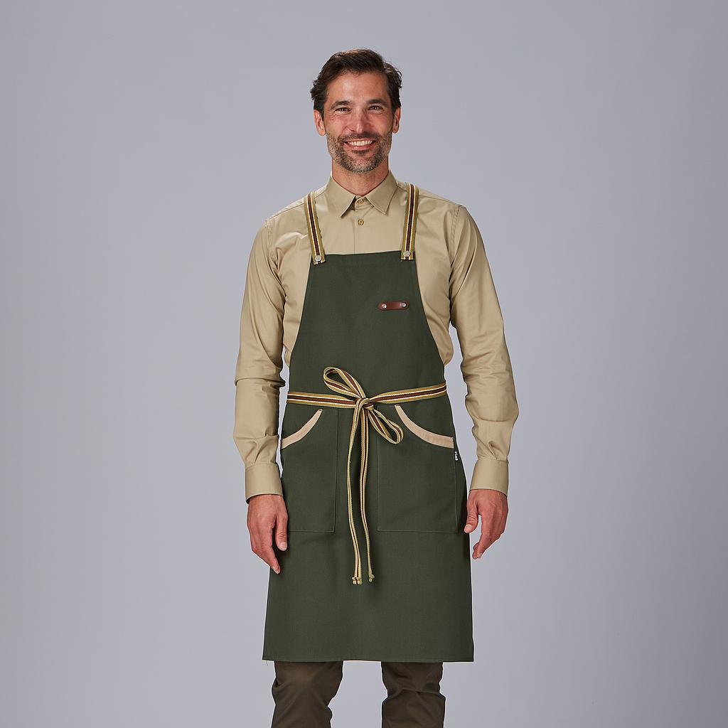 GARY'S tablier bavette bicolore marine 86x74 cm