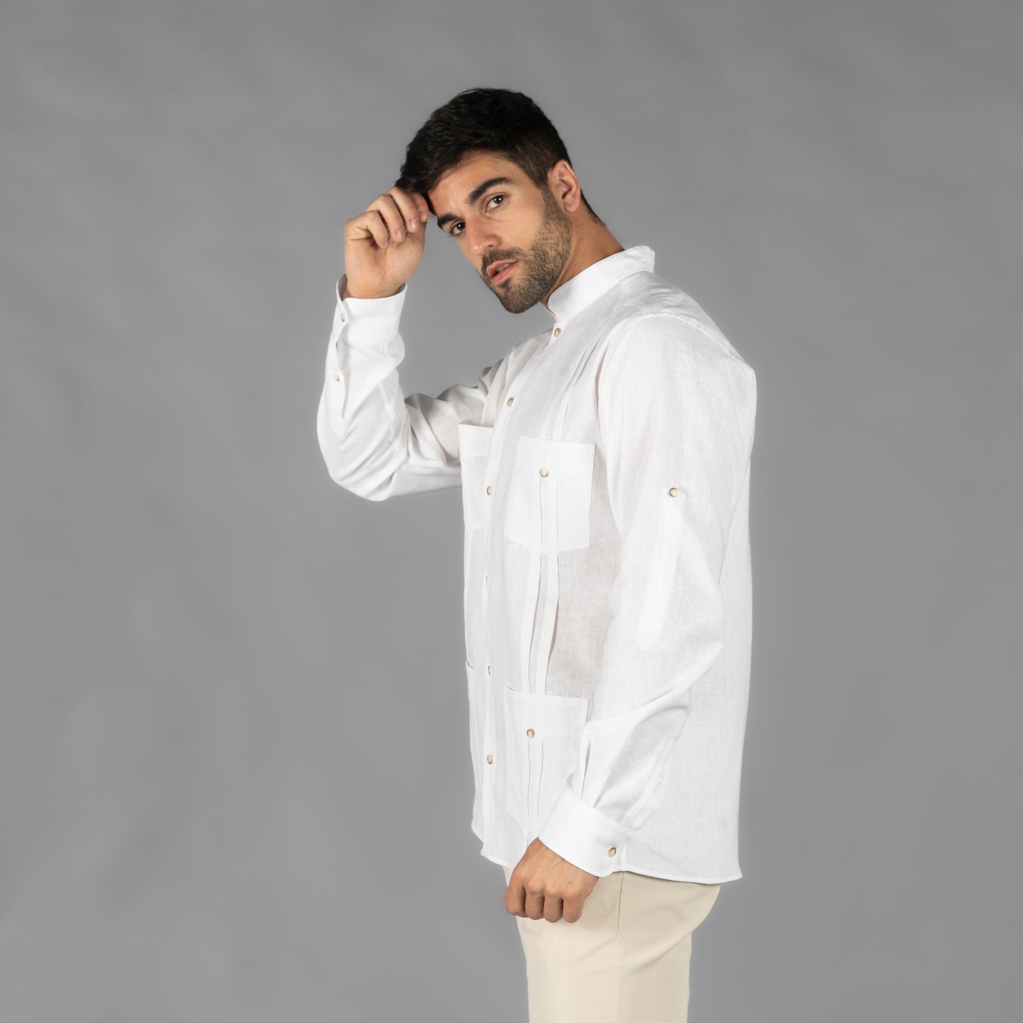 Gary's Borneo chemise guayabera homme lin blanche S