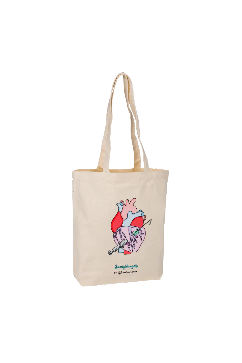 Enfermania Rebelheart tote bag coton bio beige 36x40 cm
