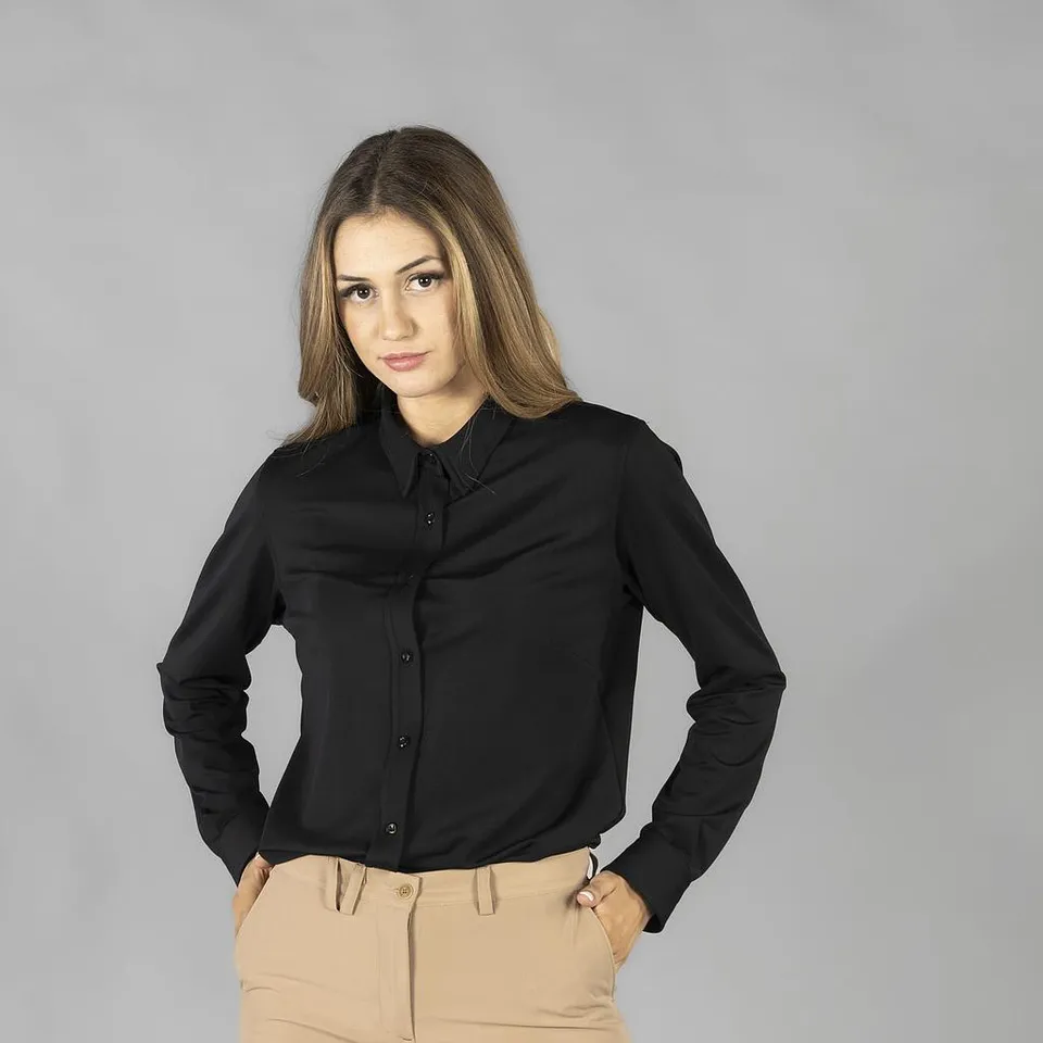 GARY'S Shirts Cerdeña chemisier femme noir interlock