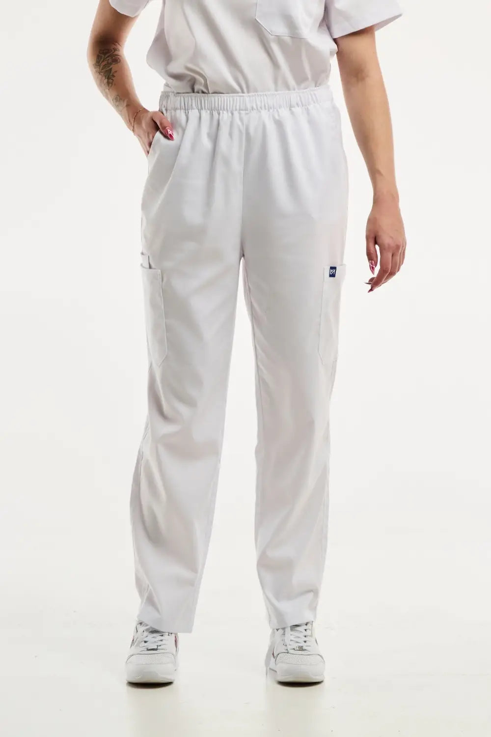 Aelin EMMA pantalon médical femme blanc stretch
