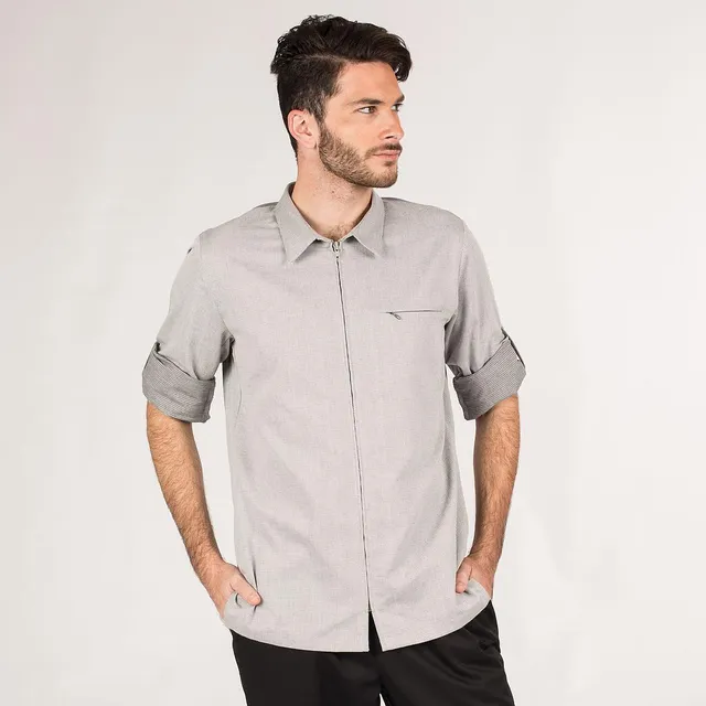 Gary's Chef veste cuisine homme Leto grise œil-perdrix