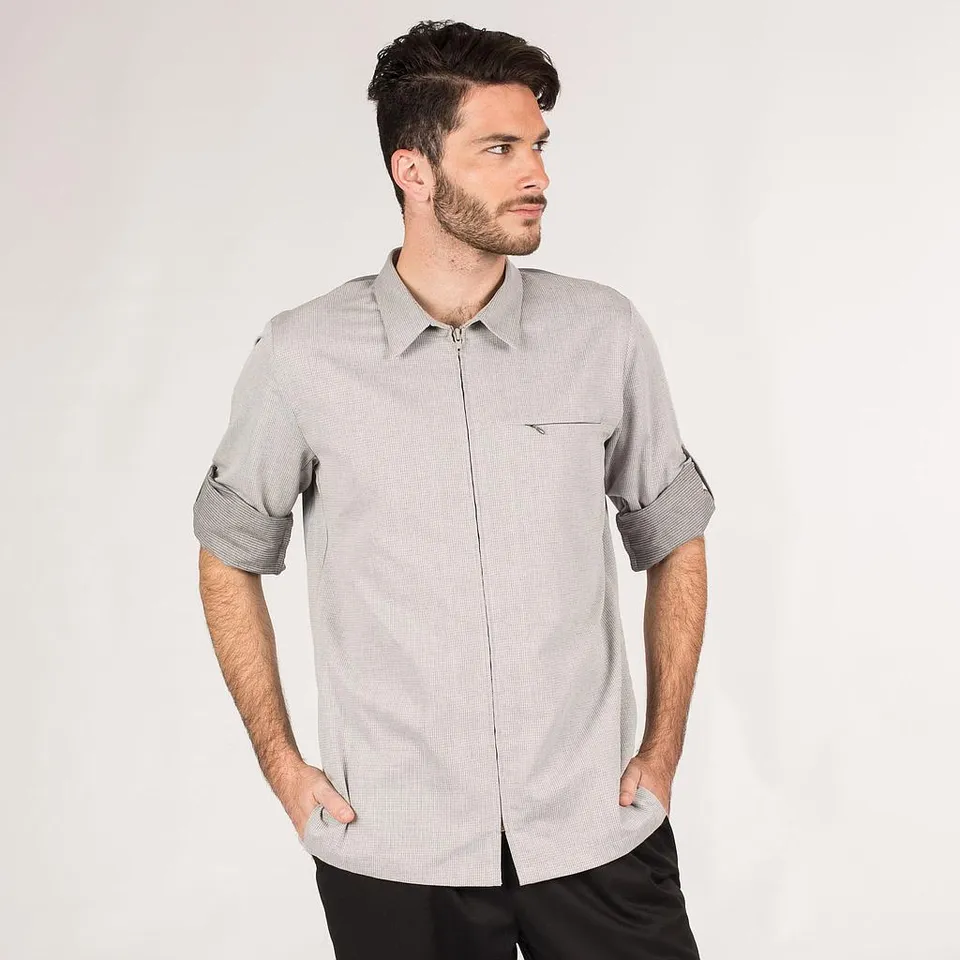 Gary's Chef veste cuisine homme Leto grise œil-perdrix