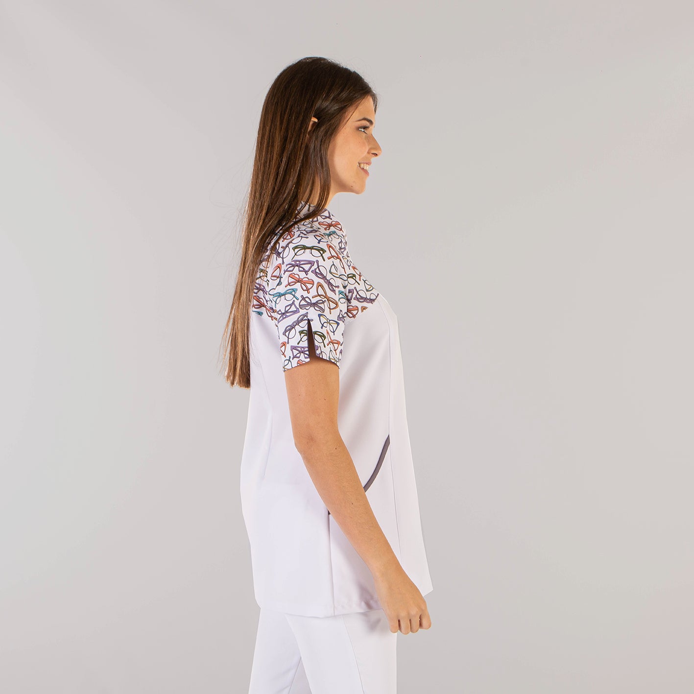 GARY'S Gloria blouse medicale blanche zip XS