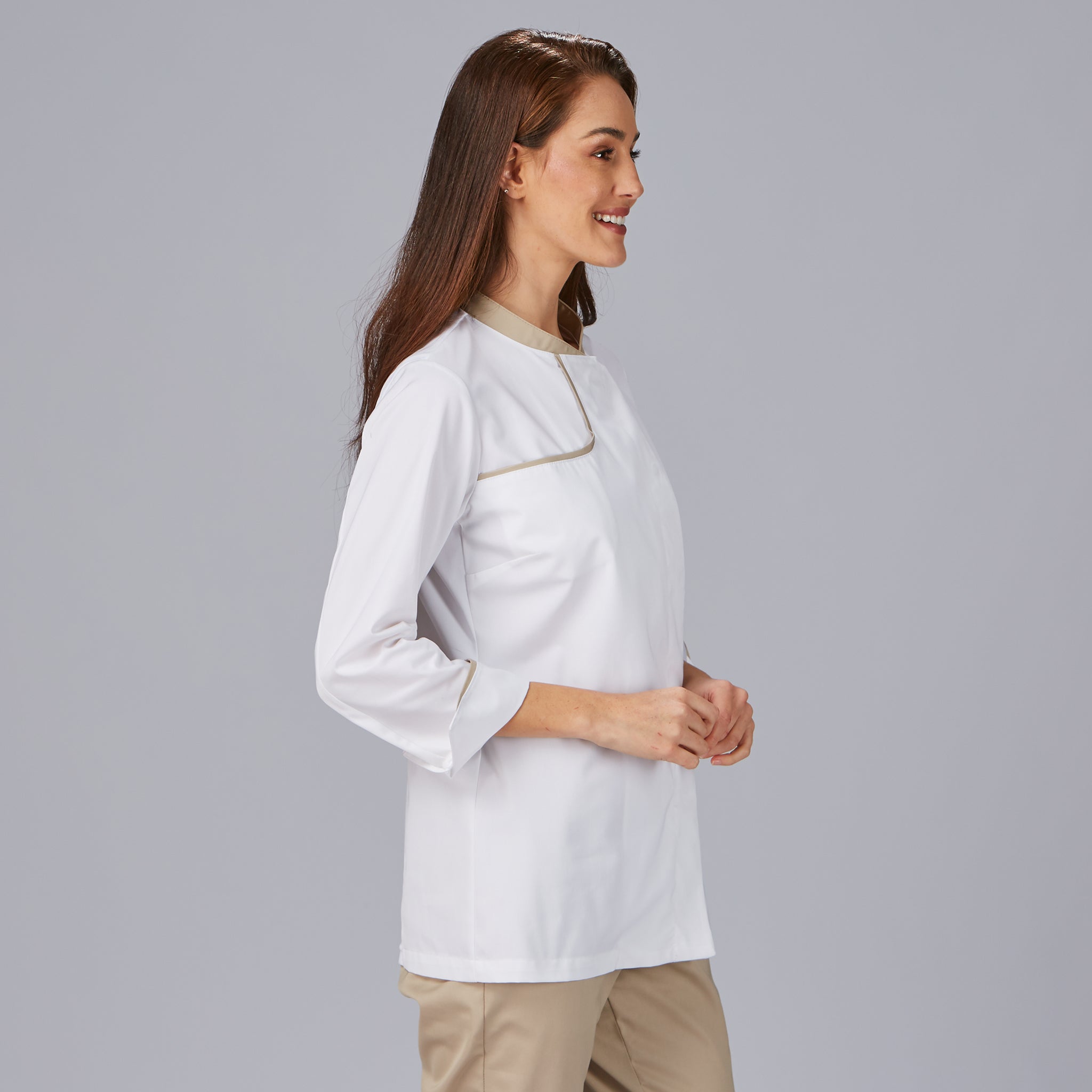Gary's Anaya veste cuisine femme gris perla coton bio