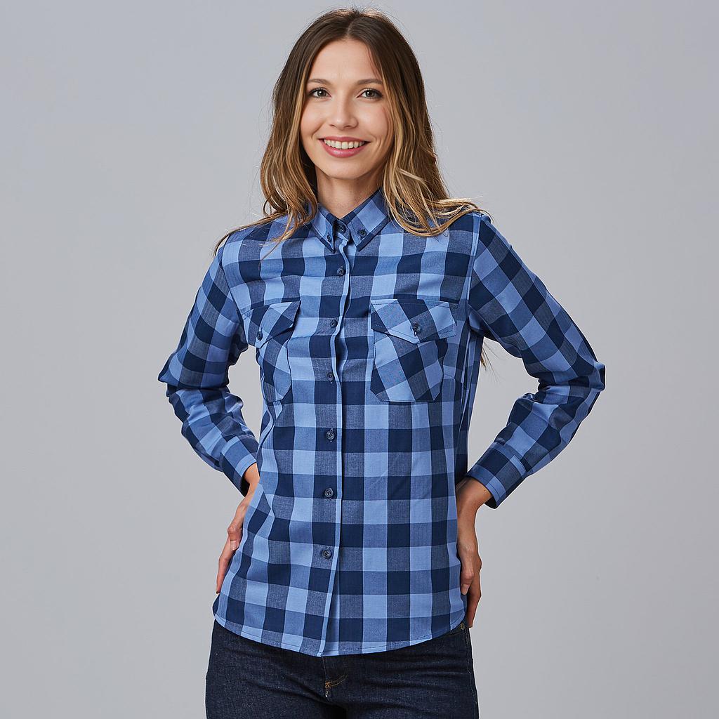 Gary's Alice chemise femme carreaux céleste-marine coton