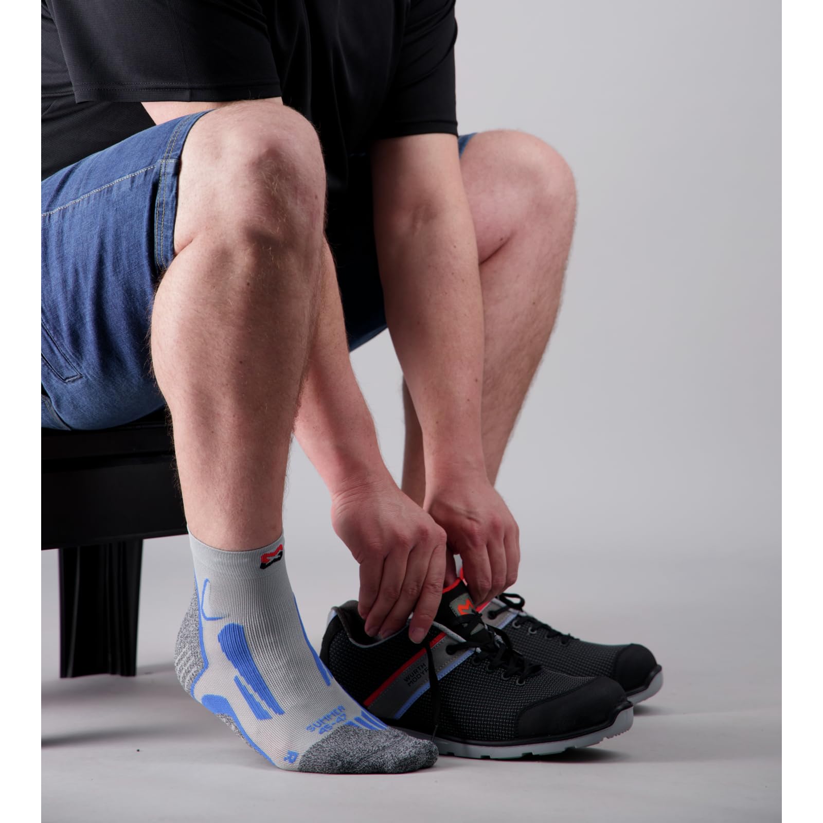 Würth MODYF Chaussettes de travail été gris/bleu 42-44 respirantes