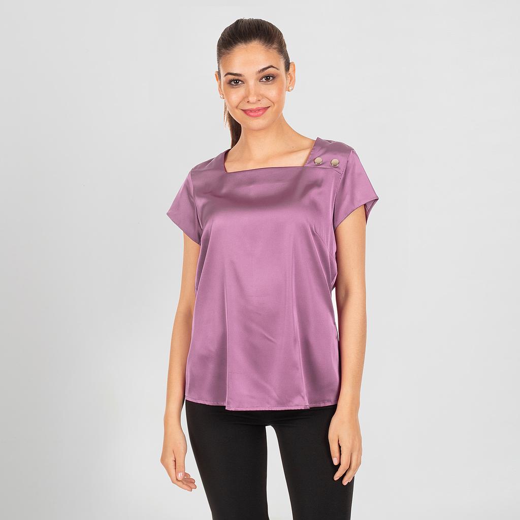 Gary's Carola blouse femme satin noire manches courtes