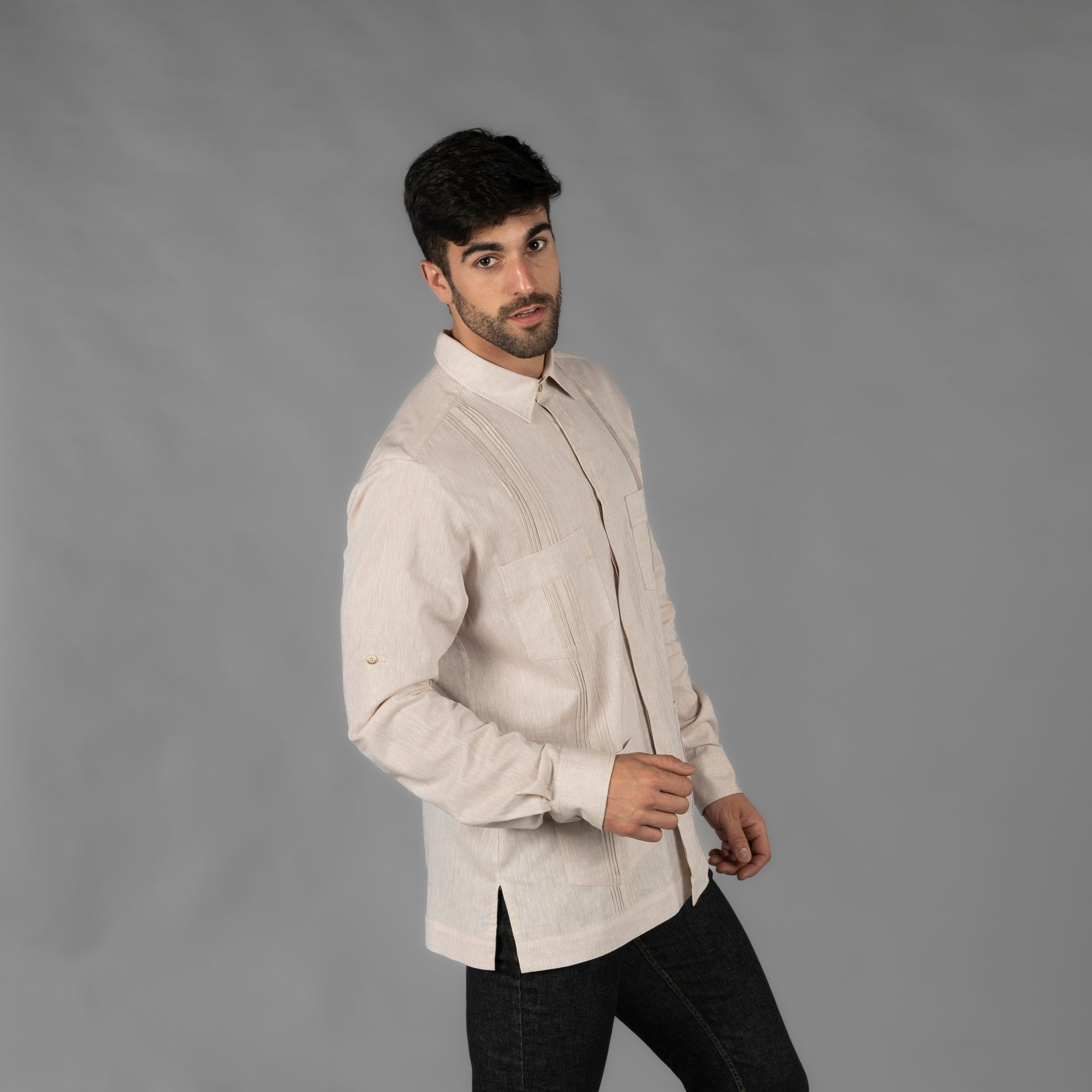 GARY'S Salomon chemise guayabera homme blanche lin