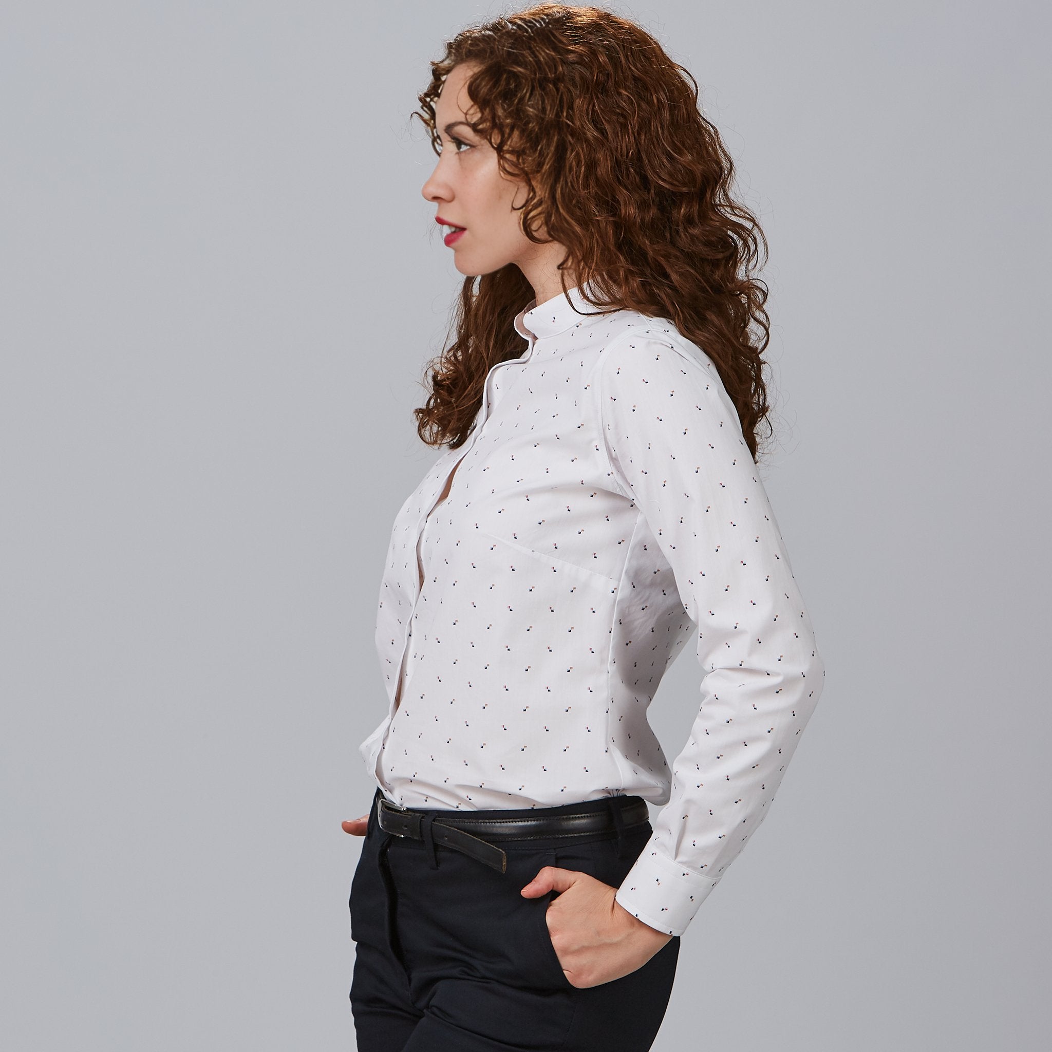 Gary's Ginevra Chemise Femme Cubes Coton Manches Longues
