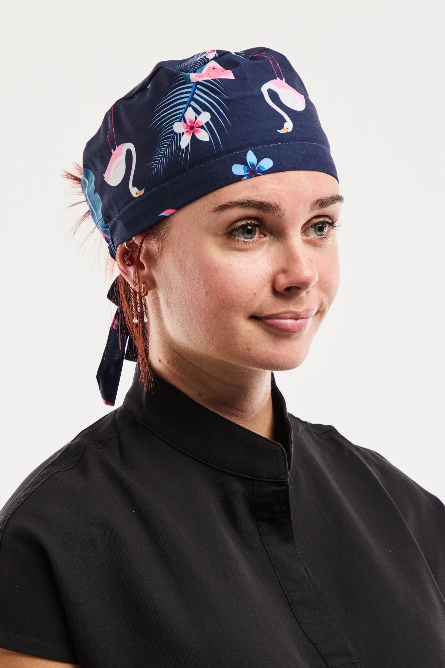 Aelin Paris calot médical flamants roses marine extensible
