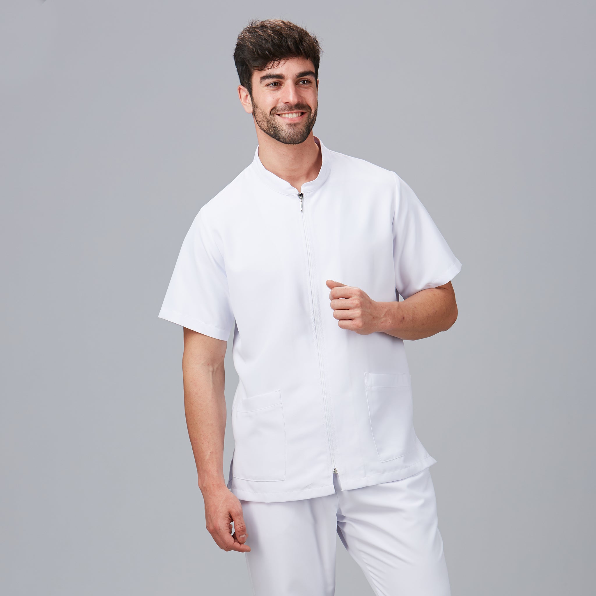 Gary's Mallorca veste médicale homme Noir col mao zip