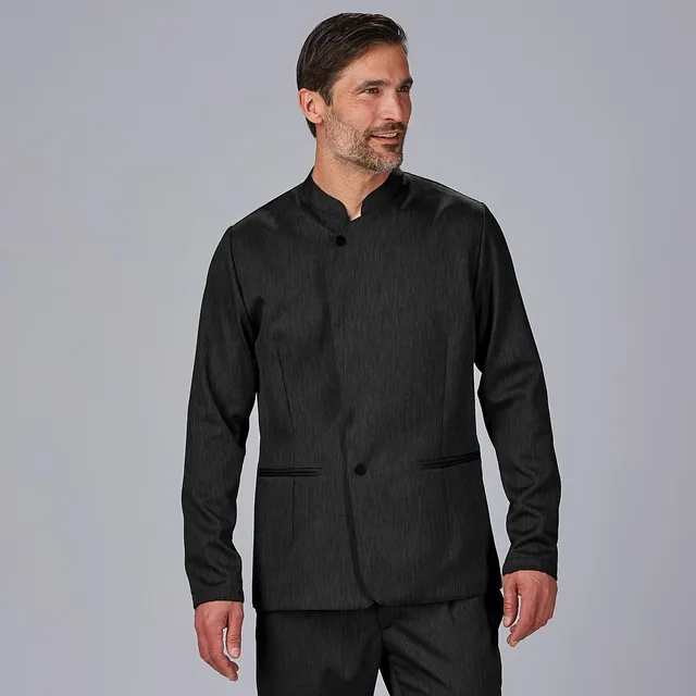 GARY'S Salazar veste travail homme col mao twill noir