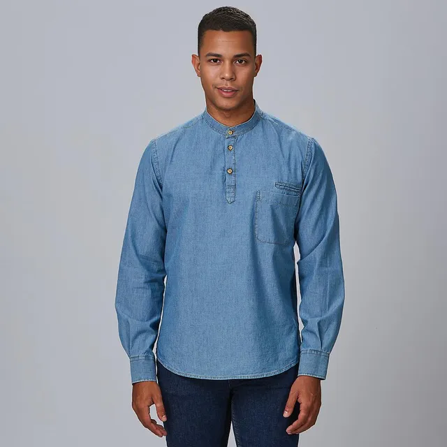 GARY'S Romeo chemise homme slim jean indigo lavé