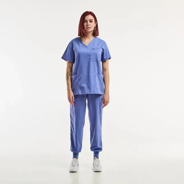 Aelin EMMA Jogger tenue médicale femme bleu col V