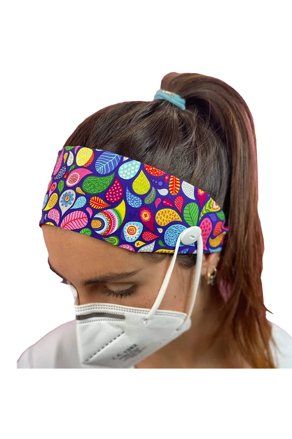 Enfermania Accesorios bandeau à boutons coton imprimé
