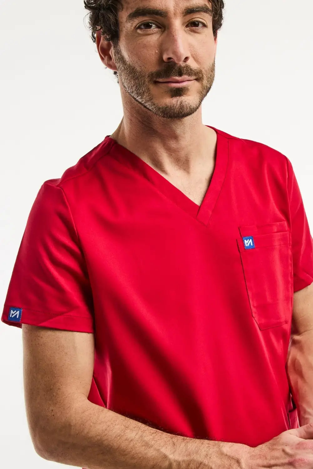 Aelin LUCA tunique médicale homme rouge col V