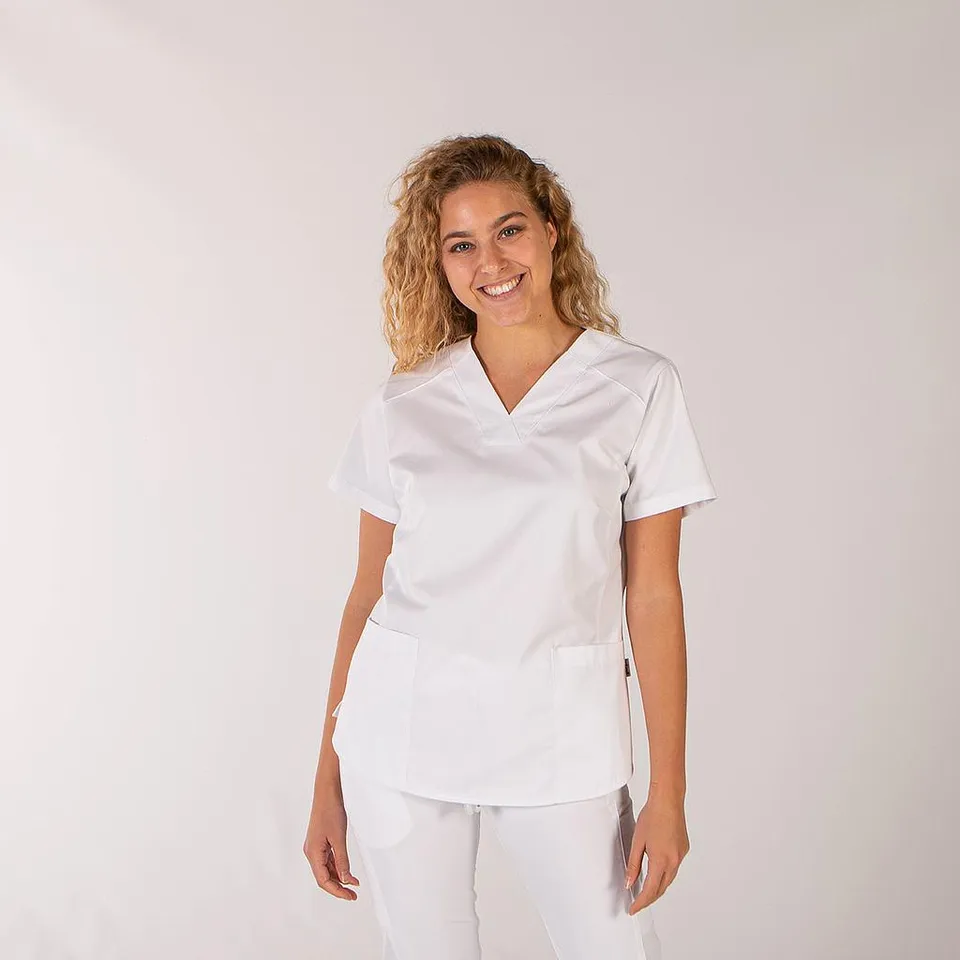 GARY'S Ariel blouse médicale femme blanche col V manches courtes