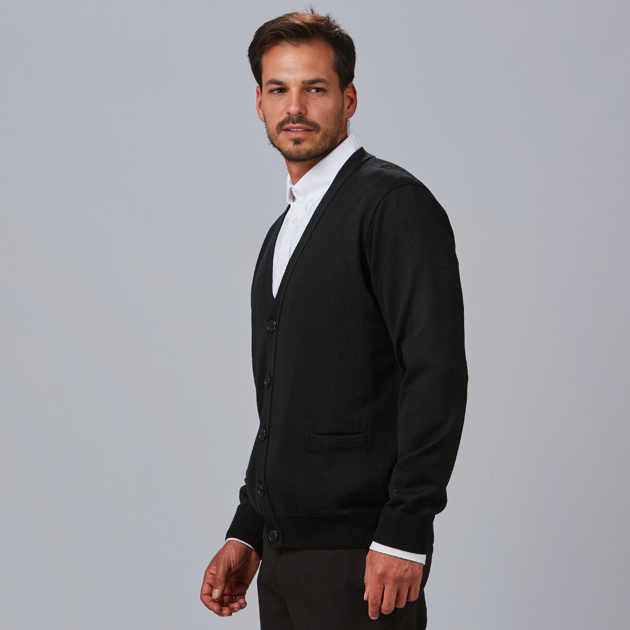 Gary's Knit gilet cardigan homme noir col V taille M