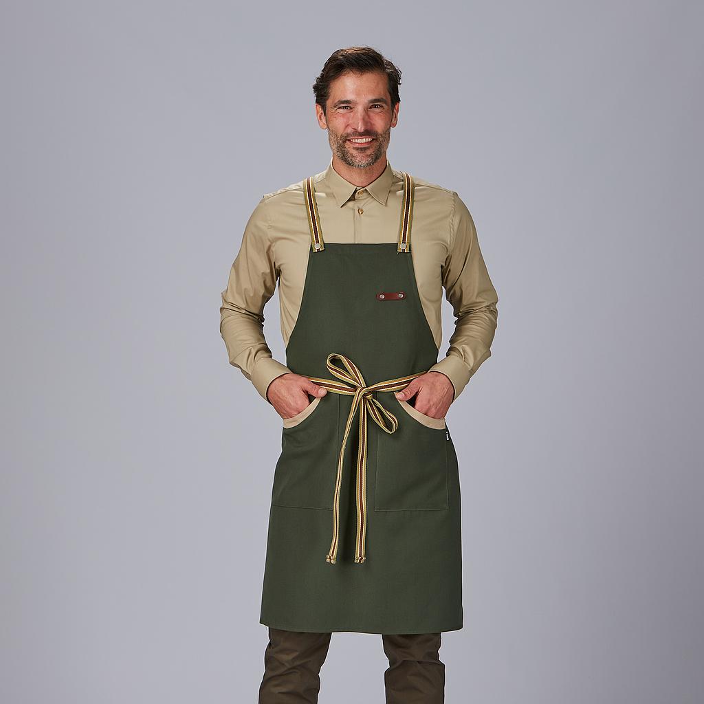 GARY'S tablier bavette bicolore marine 86x74 cm