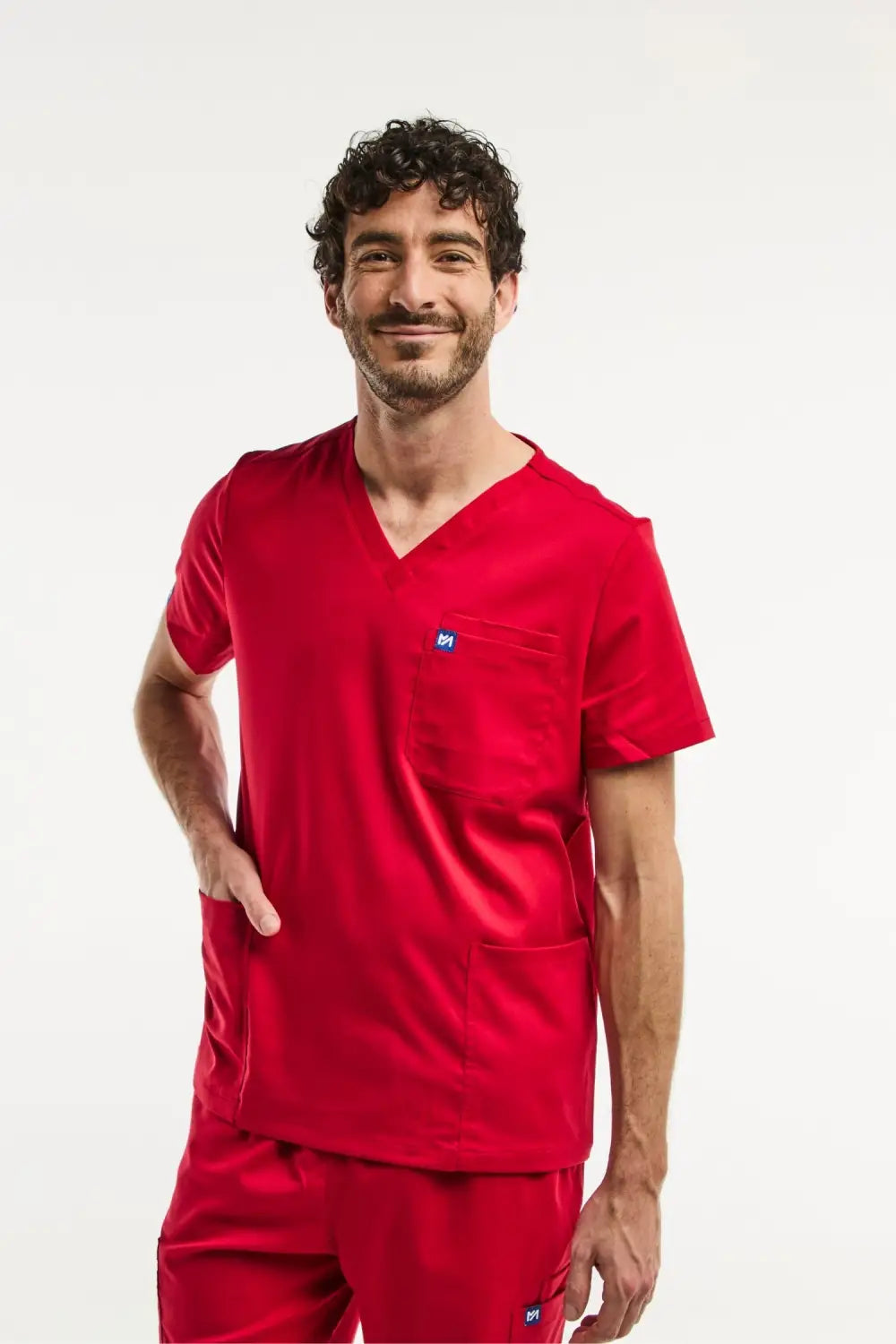 Aelin LUCA tenue médicale homme rouge stretch