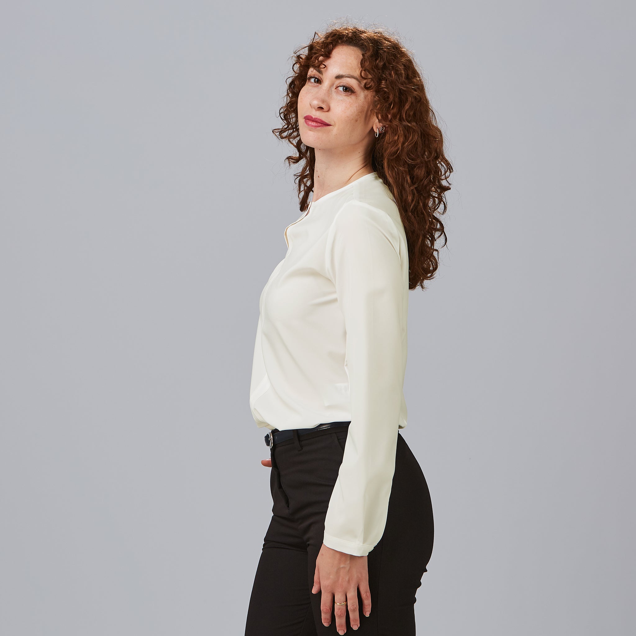 Gary's Elastic blouse travail femme blanche manches longues