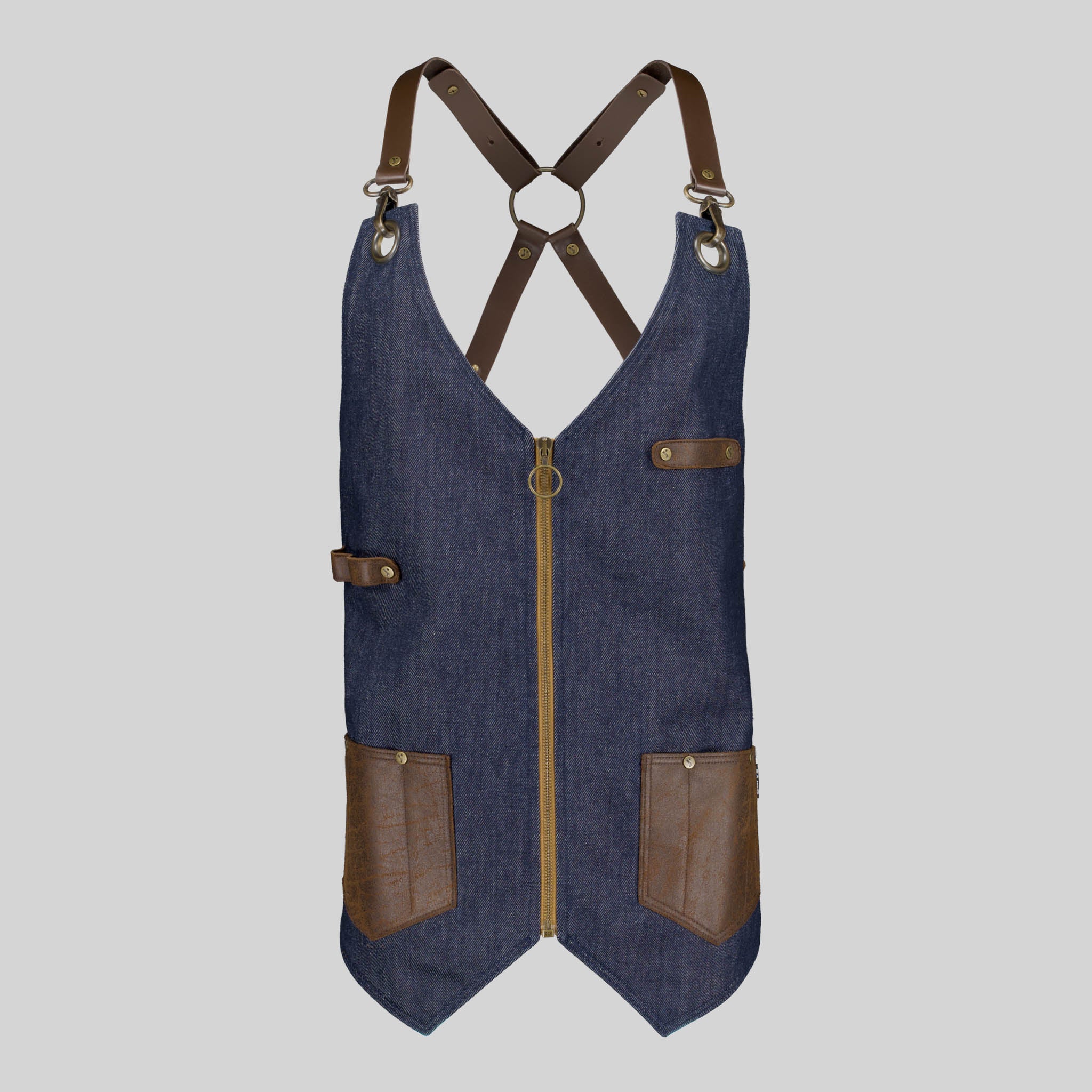 GARY'S Kurume Gilet de Travail Marine - Denim et Cuir